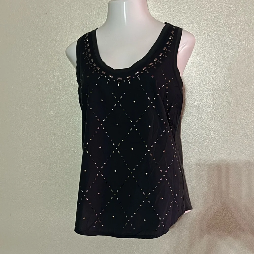 J. Crew Studded Metallic Tank‎ Top - Size Large - Sleeveless Shell Edgy Chic